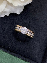 Load image into Gallery viewer, LUOWEND 18K White and Yellow Gold Real Natural Diamond Ring for Women