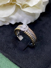 Load image into Gallery viewer, LUOWEND 18K White and Yellow Gold Real Natural Diamond Ring for Women