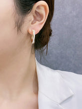 Load image into Gallery viewer, LUOWEND 18K Yellow Gold Real Natural Diamond Hoop Earrings for Women