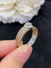 Load image into Gallery viewer, LUOWEND 18K White and Yellow Gold Real Natural Diamond Ring for Women