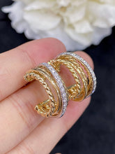 Load image into Gallery viewer, LUOWEND 18K White and Yellow Gold Real Natural Diamond Hoop Earrings for Women