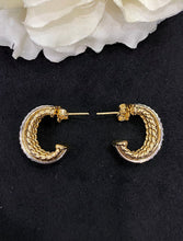 Load image into Gallery viewer, LUOWEND 18K White and Yellow Gold Real Natural Diamond Hoop Earrings for Women