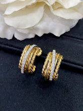 Load image into Gallery viewer, LUOWEND 18K White and Yellow Gold Real Natural Diamond Hoop Earrings for Women