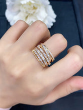 Load image into Gallery viewer, LUOWEND 18K Yellow Gold Real Natural Diamond Ring for Women