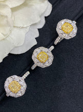 Load image into Gallery viewer, LUOWEND 18K White and Yellow Gold Real Natural Yellow Diamond Ring for Women