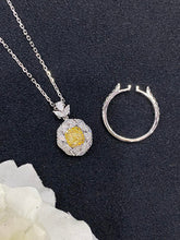 Load image into Gallery viewer, LUOWEND 18K White and Yellow Gold Real Natural Yellow Diamond Ring for Women