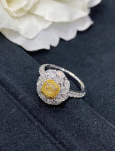 Load image into Gallery viewer, LUOWEND 18K White and Yellow Gold Real Natural Yellow Diamond Ring for Women