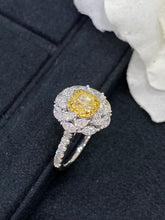 Load image into Gallery viewer, LUOWEND 18K White and Yellow Gold Real Natural Yellow Diamond Ring for Women