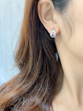 Load image into Gallery viewer, LUOWEND 18K White Gold Real Natural Diamond Hoop Earrings for Women
