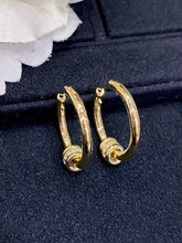 Load image into Gallery viewer, LUOWEND 18K Yellow Gold Real Natural Diamond Hoop Earrings for Women