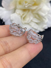 Load image into Gallery viewer, LUOWEND 18K White Gold Real Natural Diamond Hoop Earrings for Women