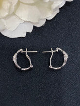 Load image into Gallery viewer, LUOWEND 18K White Gold Real Natural Diamond Hoop Earrings for Women