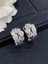 Load image into Gallery viewer, LUOWEND 18K White Gold Real Natural Diamond Hoop Earrings for Women