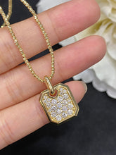 Load image into Gallery viewer, LUOWEND 18K White and Yellow Gold Real Natural Diamond Pendant Necklace for Women