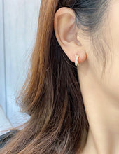 Load image into Gallery viewer, LUOWEND 18K White or Yellow Gold Real Natural Diamond Hoop Earrings for Women