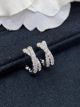 Load image into Gallery viewer, LUOWEND 18K White or Yellow Gold Real Natural Diamond Hoop Earrings for Women