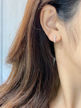 Load image into Gallery viewer, LUOWEND 18K White or Rose Gold Real Natural Diamond Hoop Earrings for Women