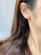 Load image into Gallery viewer, LUOWEND 18K White or Rose Gold Real Natural Diamond Hoop Earrings for Women
