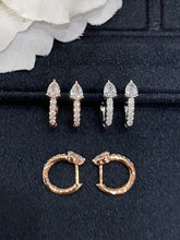 Load image into Gallery viewer, LUOWEND 18K White or Rose Gold Real Natural Diamond Hoop Earrings for Women