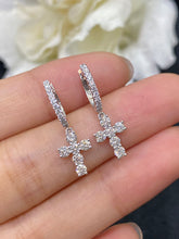 Load image into Gallery viewer, LUOWEND 18K White or Yellow Gold Real Natural Diamond Hoop Earrings for Women