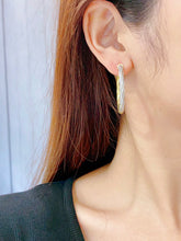Load image into Gallery viewer, LUOWEND 18K Yellow Gold Real Natural Diamond Hoop Earrings for Women