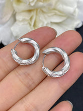 Load image into Gallery viewer, LUOWEND 18K White or Yellow Gold Real Natural Diamond Hoop Earrings for Women