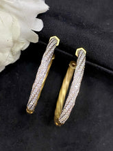Load image into Gallery viewer, LUOWEND 18K Yellow Gold Real Natural Diamond Hoop Earrings for Women