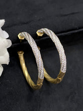 Load image into Gallery viewer, LUOWEND 18K Yellow Gold Real Natural Diamond Hoop Earrings for Women