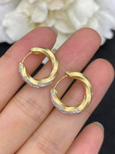 Load image into Gallery viewer, LUOWEND 18K White or Yellow Gold Real Natural Diamond Hoop Earrings for Women