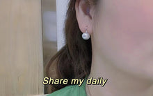 Load image into Gallery viewer, LUOWEND 18K White Gold Real Natural Australian White Pearl Earrings for Women