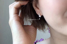Load image into Gallery viewer, LUOWEND 18K White Gold Real Natural Akoya Pearl Earrings for Women