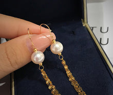 Load image into Gallery viewer, LUOWEND 18K Yellow Gold Real Natural Freshwater Pearl Earrings for Women