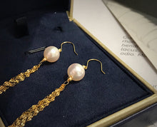 Load image into Gallery viewer, LUOWEND 18K Yellow Gold Real Natural Freshwater Pearl Earrings for Women