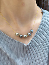 Load image into Gallery viewer, LUOWEND 18K Yellow Gold Tatihi Black Pearl Necklace for Women