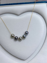 Load image into Gallery viewer, LUOWEND 18K Yellow Gold Tatihi Black Pearl Necklace for Women