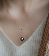 Load image into Gallery viewer, LUOWEND 18K Yellow Gold Natural Tahiti Pearl Necklace for Women