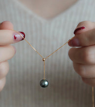 Load image into Gallery viewer, LUOWEND 18K Yellow Gold Natural Tahiti Pearl Necklace for Women