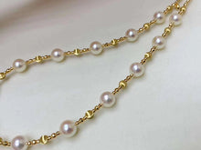 Load image into Gallery viewer, LUOWEND 18K Yellow Gold Natural Pearl Necklace for Women