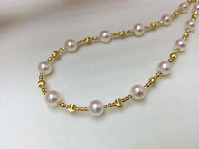 Load image into Gallery viewer, LUOWEND 18K Yellow Gold Natural Pearl Necklace for Women
