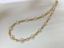 Load image into Gallery viewer, LUOWEND 18K Yellow Gold Natural Pearl Necklace for Women