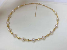Load image into Gallery viewer, LUOWEND 18K Yellow Gold Natural Pearl Necklace for Women