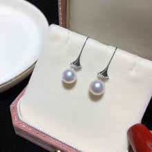 Load image into Gallery viewer, LUOWEND 18K White Gold Real Natural Akoya Pear Earrings for Women