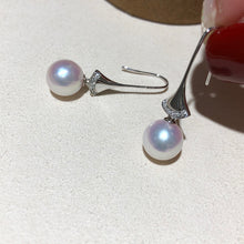 Load image into Gallery viewer, LUOWEND 18K White Gold Real Natural Akoya Pear Earrings for Women