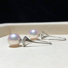 Load image into Gallery viewer, LUOWEND 18K White Gold Real Natural Akoya Pear Earrings for Women