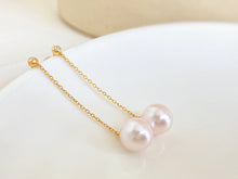 Load image into Gallery viewer, LUOWEND 18K Yellow Gold Real Natural Akoya Pearl Earrings for Women