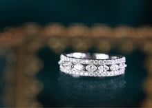 Load image into Gallery viewer, LUOWEND 18K White Gold Real Natural Diamond Ring for Women