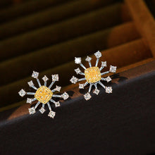 Load image into Gallery viewer, LUOWEND 18K White Gold Real Natural Yellow Diamond Stud Earrings for Women