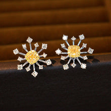 Load image into Gallery viewer, LUOWEND 18K White Gold Real Natural Yellow Diamond Stud Earrings for Women