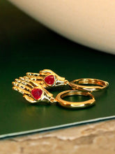 Load image into Gallery viewer, LUOWEND 18K Yellow Gold Real Natural Ruby Gemstone Earrings for Women