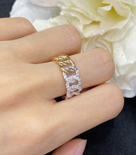 Load image into Gallery viewer, LUOWEND 18K White and Yellow Gold Real Natural Diamond Ring for Women